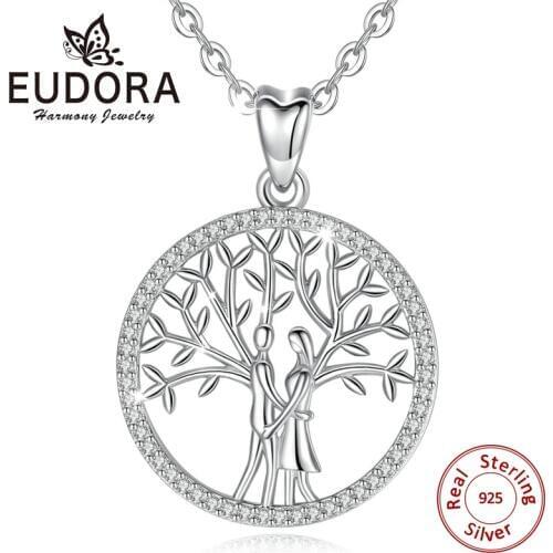 EUDORA 925 Sterling Silver Tree of Life Pendant Family Tree Necklace Lover Charm Delicate Silver Cable Chain or Charm only D435