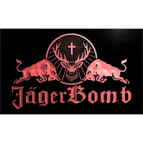LE233 Jagermeister Jager Bomb Bull Wine LED Neon Sign