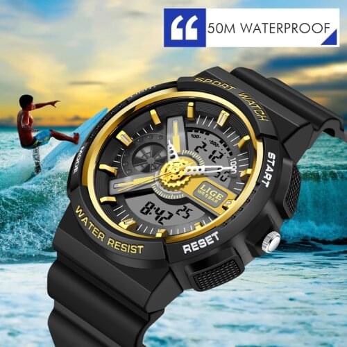 LIGE Children LED Electronic Digital Watch Chronograph Clock Sport Watches 5Bar Waterproof Kids Wristwatches For Boys Girls Gift