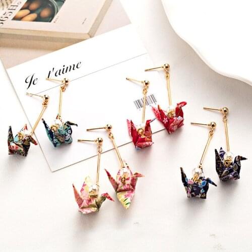 Sweet Girl Female Earrings Tassel Earrings Rose Gold Color Crane Earrings