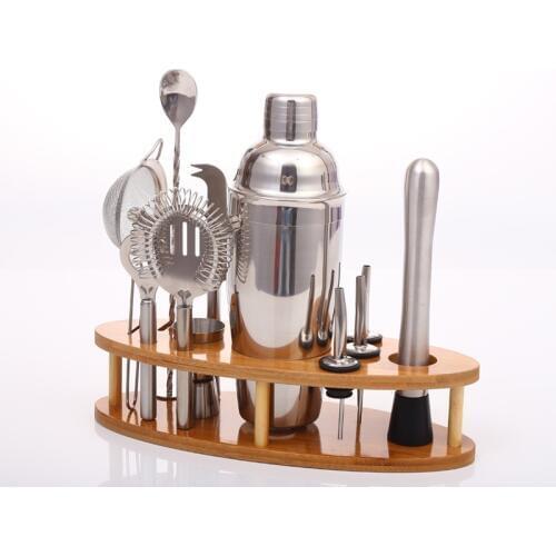 Bartender Kit Copper Coated Stainless Steel Bar Set with Stand Cocktail Maker Set Kit JA55