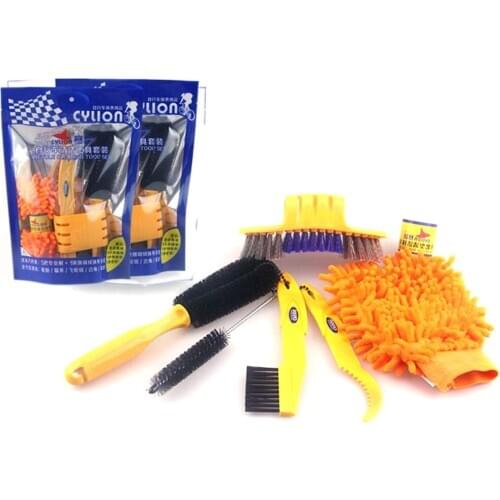6 pcs/lot Bicycle Chain Cleaner Cycling Clean Tire Brushes Tool Kits set Mountain Road Bike Cleaning Gloves Bicycle Cleaing Kits