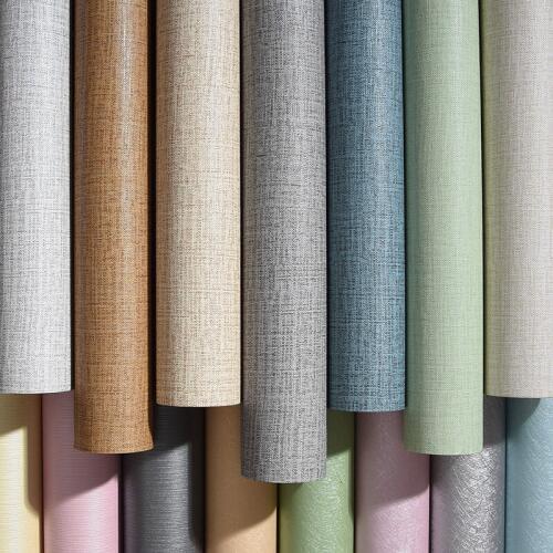 Beibehang Thicken linen, plain wallpaper self-adhesive waterproof wallpaper bedroom instant pastel furniture refurbished sticker
