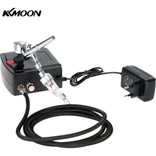 KKmoon 100-240V Professional Gravity Feed Dual Action Airbrush Air Compressor Kit for Art Painting Manicure Craft Cake Spray Gun