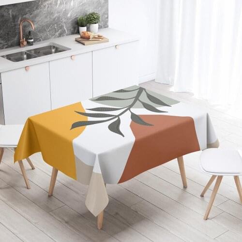 Nordic Rectangular Tablecloth for Table Cloth Art Abstract Leave Scandinavian Waterproof Oilcloth Decor Cover Anti-stain