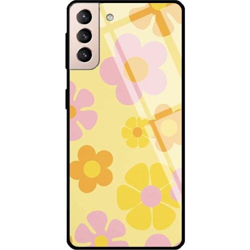 Psychedelic Flower Power Groovy Boho Daisy Tempered Glass Cover For Samsung Galaxy S21 Ultra S20 FE S9 S10 Plus Note 10 20 Case