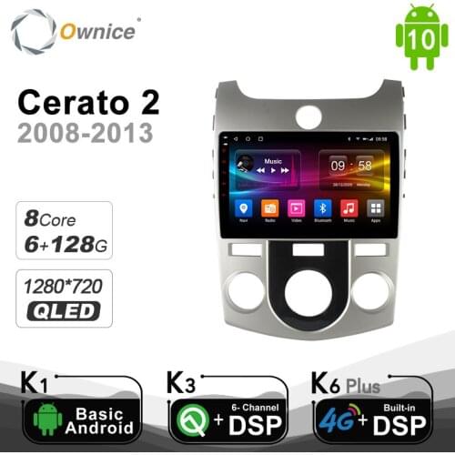 QLED 6G+128G QLED Android 10.0 Car Radio for KIA Cerato 2 2008 -2013 GPS 2din 4G LTE SPDIF 1280*720 DSP carplay acta 8 core
