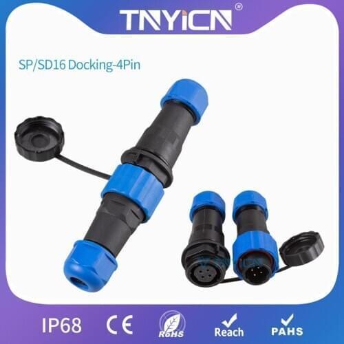 Waterproof Connector IP68 SP/SD16 Docking-4Pin Cable Connectors Wire Connectors Dad Mom Led Plug and Socket Male&Female&Jack