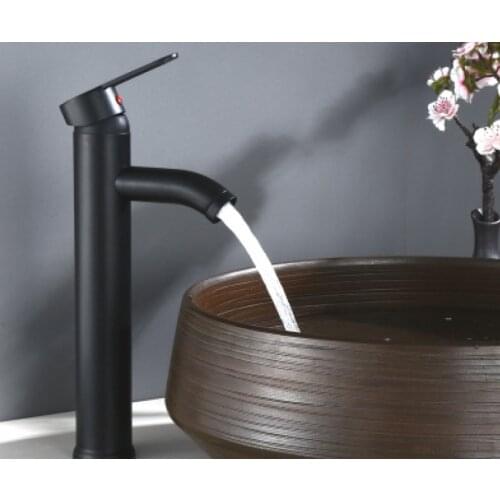 Luxury Black Faucet Stainless Steel Paint Faucet Bathroom Basin Faucets Blacked Hot Cold Mixer Tap Single Hole