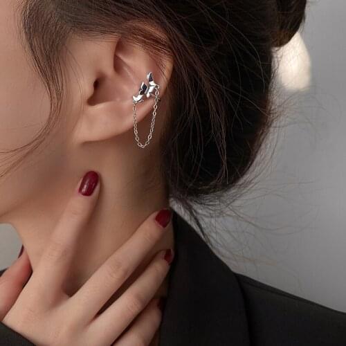 Modern Jewelry Butterfly Ear Clip Earring For Right Ear Hot Selling Silvery Plating Chain Earrings For Girl Celebration Gift