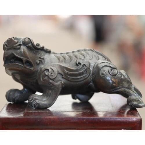 Old China Bronze Copper Feng Shui Evil Spirit Wealth BraveTroops Statue BN9123