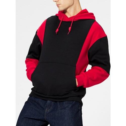 Sweatshirt Men Hoodie Contrast Colors Patchwork Oversized Drawstring Men Sweatshirt Men Spring Jacket large size jacket