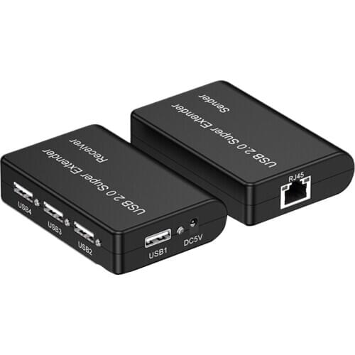 USB2.0 Super Extender 100M 4 Port USB to RJ45 480Mbps Network Extender Adapter for Mouse Keyboard Camera EU Plug