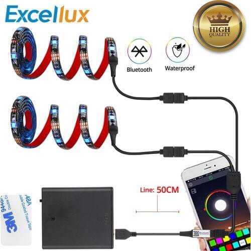 USB LED Strip 5V RGB SMD5050 TV PC Backlight Bluetooth APP Control Battery Powered Flexible LED Light 1m 2m 2x50cm