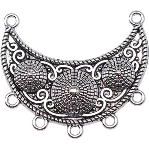 WYSIWYG 2pcs 47x41mm Porous Necklace Connector For Jewelry Making Crescent Moon Shape Earring Connector Findings