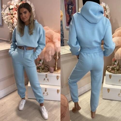 2021 spring and autumn womens fashion hooded sports training suit two-piece suit