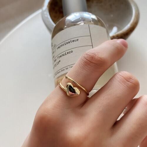 WTLTC Open 925 Sterling Sliver Heart Rings for Women Minimal Thin Lover Thumb Rings Fashion Femme Finger Rings Valentines Gift