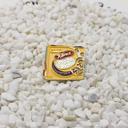 Golden Square metal alloy biscuit box Enamel Brooch Red bean sandwich biscuit box Lapel Pin between-meal nibbles snacks badge