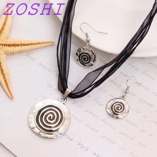 ZOSHI Summer Jewelry Fashion Necklace Earring bride vintage Black Multilayer Chain Jewelry Sets For Women Wedding Gift Hot Sale