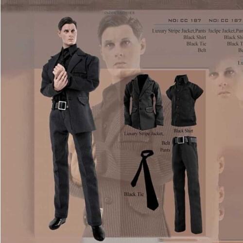 1/6 Male soldier costume suit CC187 striped western suit suit for 12 inch doll model