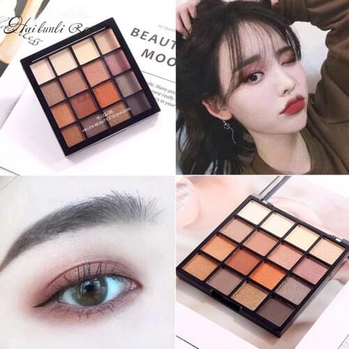 16 Colors Matte Pearlescent Glitter Powder Eyeshadow Palette Pigment Cosmetic for Women Daily Makeup