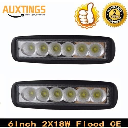 2 PCS 18w led work light Spot Flood 12 volt single row mini led light bar for truck tractor 4x4 car