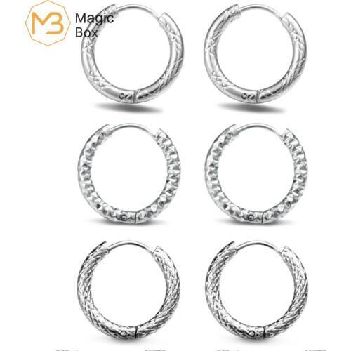 3 Pair New Simple Metal Small Circle Hoop Earrings Shiny Fashion Brand Jewellery For Women and Men 316L S.steel Earrings Set