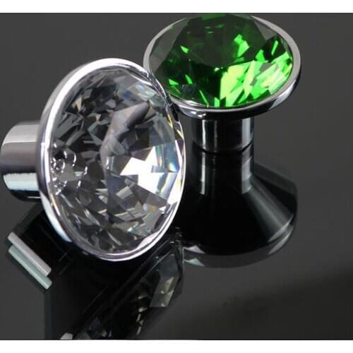 45mm Luxury K9 Clear Crystal Wine Cabinet knob Green Cupboard Pull Silver Zinc Dresser Drawer Wardrobe Furniture knobs