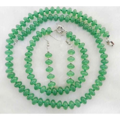 5x8mm Green Natural Emerald Abacus Beads Necklace Bracelets Earrings Set AAAAA