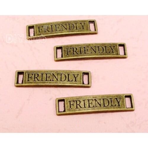 60pcs-Antique Bronze Friendly Connector Charms, Jewelry accessories 28x6mm