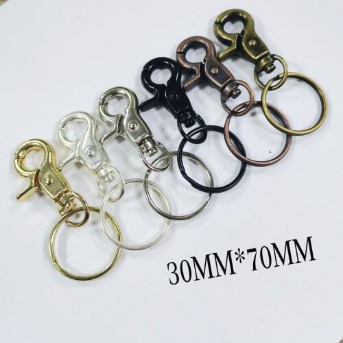 8 PCS Lobster Swivel Clasps with key rings KeyChain Key Chain split ring Jump rings 70mm gold/silver/black Hook Claws Carabiner
