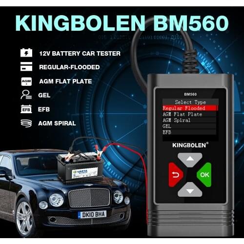 BM560 Car Battery Tester 12V 6V Analyzer 100-2000 CCA 2-220AH Cranking Test Reverse Protection Charge Check PK KW650