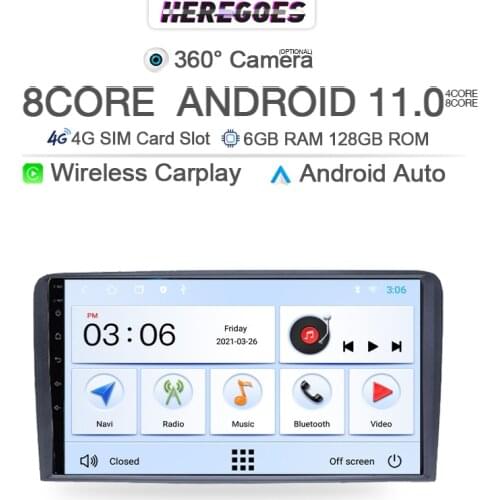 9" Carplay 2din Android 10 Car Radio For Audi A3 2003-2011 RS3 Sportback Multimedia Video Player Navigation GPS 4G+Wifi Stereo