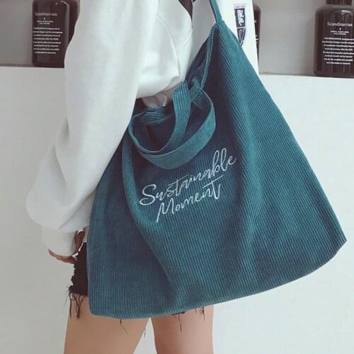 Large Corduroy Hobo Shoulder HandBag for Women Soft Square Design Vintage Crossbody Bag with Zipper Casual Work Book Bags