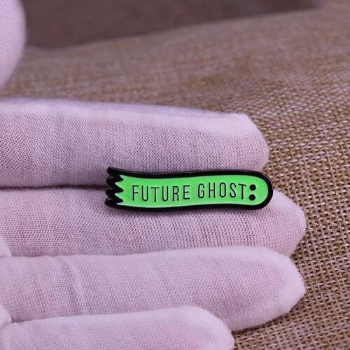 Future ghost enamel pin luminous art Green brooch for shirts backpack accessorybadge