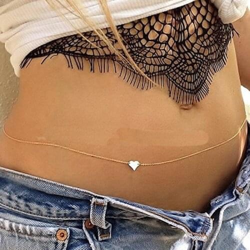 1PCS Women Girls Waist Chain Fashion Simple Heart Shape Decor Belly Chain Bikini Chain for Summer Beach Jewelry Accessories