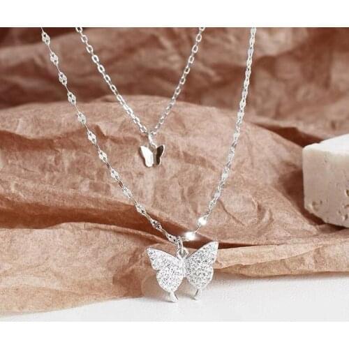Shiny Butterfly Pendant Necklace For Women Girls Multi-Layer Link Chain Clavicle Choker Necklace Wedding Party Jewelry Gifts