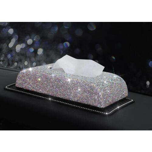 Butterfly decortive inlaid diamond leather car tissue box car tissue holder napkin holders paper napkin holder PZJH047