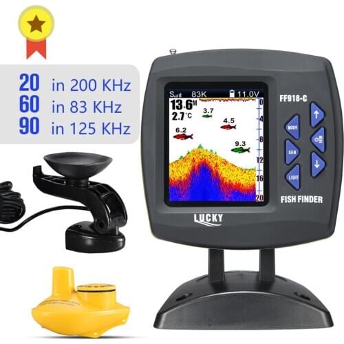 LUCKY FF918-C100WDS Color Screen Boat Fish Finder Dual Frequency Wired& Wireless water depth echo sounder boat fish finder