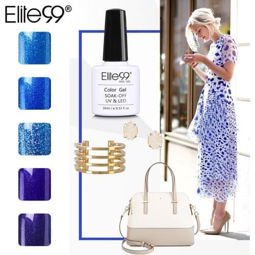 Elite99 10ml Blue Color Series Nail Gel Polish Cured With UV LED Lamp Easy Soak Off Nail Gelpolish Long Lasting Nail Art Lacquer