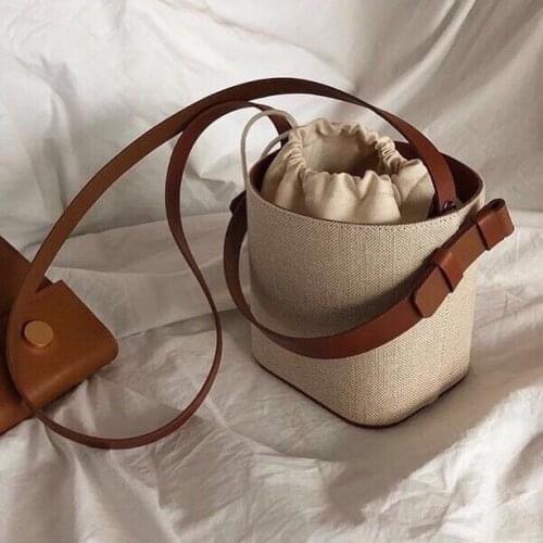 Canvas Bucket Bag for Womens Crossbody Bags Beach Handbag small Korean style female Shoulder Messenger Bag 2021 new Totes bolsa