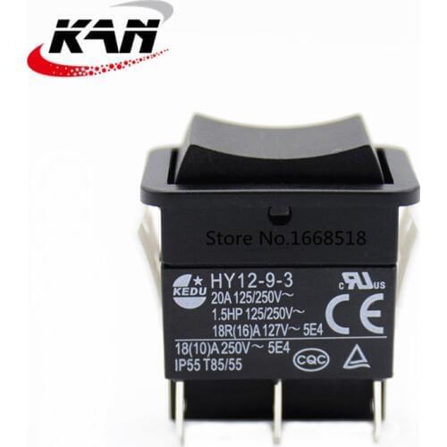 1pcs KEDU HY12-9-3 6 Pins Push Button On Off On Rocker Switch Pushbutton Switches for Electric Power Tools 125/250V 18/20A