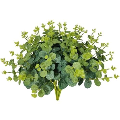 Artificial Plants Eucalyptus Leaves Money Leaf Plant Faux Tree Branch Leafs Plastic Plants Wall Decorative Wedding Decoration