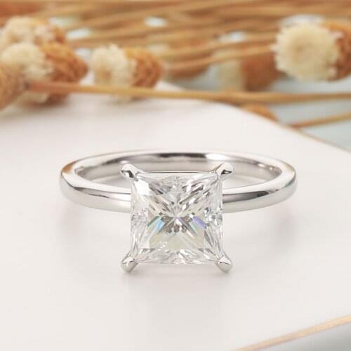 CxsJeremy PT950 Platinum 3CT Moissanite Ring for Women Princess Cut 8*8mm Solitaire Engagement Bridal Wedding Band Anniversary