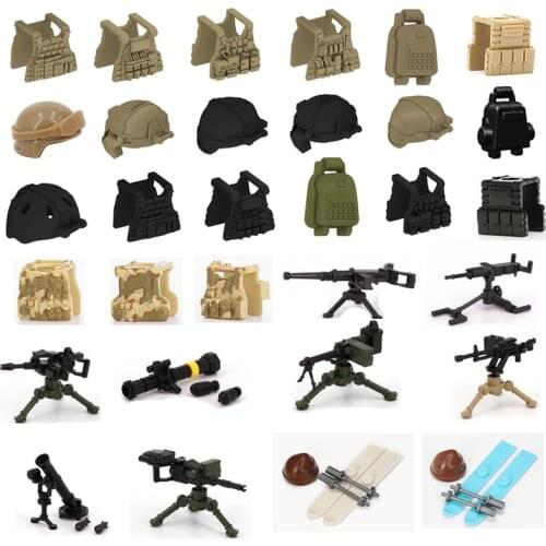 WW2 Military Figures Weapons Building blocks Parts Army Soldiers Helmets Accessories Police SWAT Masks Bricks Gun Kits Toys