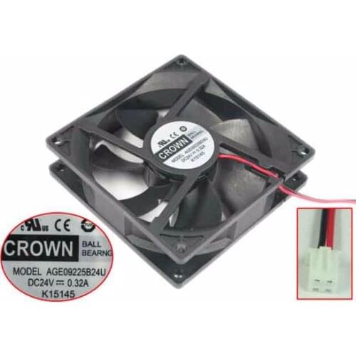 CROWN AGE09225B24U DC 24V 0.32A 92x92x25mm 2-wire Server Cooling Fan