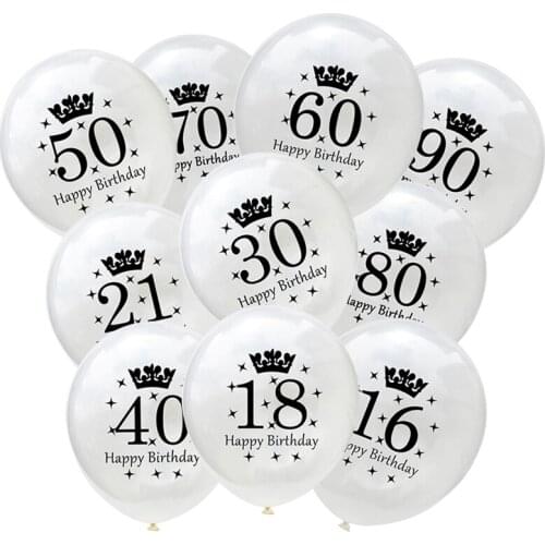 10pcs Happy Birthday 21 30 50 Years Wedding Anniversary 12inch Latex Balloons Adults Aged Birthday Party Decor Supply