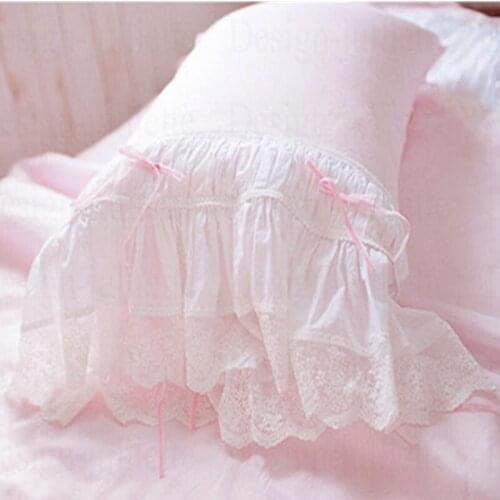 Hot 2pcs lace pillow case pink sweet bow pillowcase wedding bedding romantic pillow Decorative pillowcases quality home textile