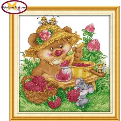 GG Cute Squirrel Make Any Squish Counted Cross Stitch 11CT14CT DIY Kits Needlework Embroidery Cartoon Cross Stitch Sets for Kids