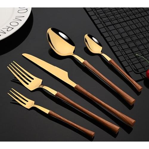 Gold Flatware Set Stainless Steel Tableware Set Knife Tea Fork Spoon Dinnerware Set Silverware Cutlery Set Service for 4/6/8